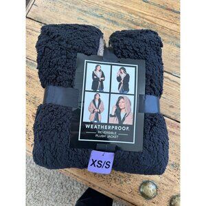 Weatherproof Ladies XS/S Reversible Plush Jacket Black/Taupe Hooded Outerwear